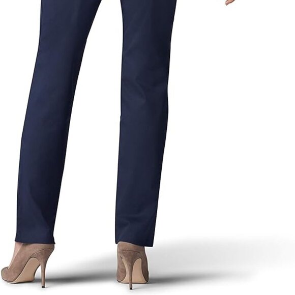 Lee Women's Navy Blue Wrinkle Free Relaxed Fit Straight Leg Pants 10 Medium - Picture 6 of 7